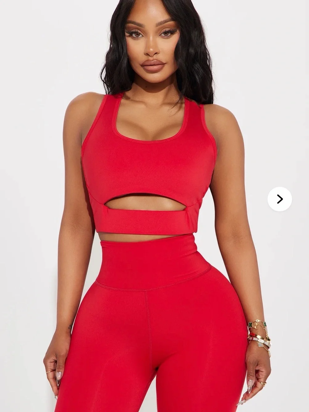 NWOT Fashion Nova Red Strappy Cutout Sports Bra & High-Waist Leggings Set Size S